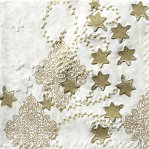 16 Servietten - 33 x 33 cm Moments Glittering starlets - geprägt,   geprägte Servietten,  Weihnachten - Sterne,  Winter,  lunchservietten