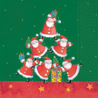 20 Servietten - 40 x 40 cm Pyramid of Santas, dinnerservietten