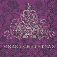 20 Servietten - 40 x 40 cm Merry Christmas lilac, dinnerservietten