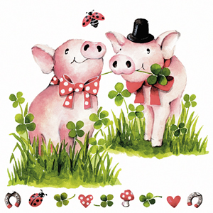 20 Servietten - 33 x 33 cm ,  Ereignisse - Liebe,  Tiere -  Sonstige,  Pflanzen - Klee,  Frühjahr,  lunchservietten