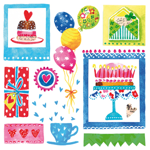 20 Servietten - 33 x 33 cm , Weihnachten - Geschenke,  Essen - Kuchen / Keks,  Motive - Luftballon,  Ereignisse - Geburtstag,  Everyday,  lunchservietten,  Briefe,  Herzen