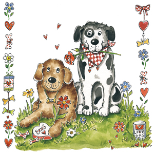 20 Servietten - 33 x 33 cm ,  Ereignisse - Liebe,  Tiere - Hunde,  Blumen -  Sonstige,  Sommer,  lunchservietten