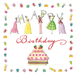 20 Servietten - 33 x 33 cm , Menschen - Personen,  Sonstiges - Schriften,  Essen - Kuchen / Keks,  Ereignisse - Geburtstag,  Everyday,  lunchservietten,  Torten,  Erdbeeren