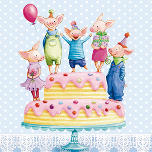 20 Servietten - 33 x 33 cm ,  Sonstiges - Comic / Ulk,  Ereignisse - Feier,  Essen - Kuchen / Keks,  Everyday,  lunchservietten,  Torten,  Ferkel