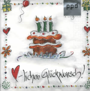 20 Servietten - 33 x 33 cm ,  Weihnachten - Kerzen,  Sonstiges - Schriften,  Ereignisse - Geburtstag,  Everyday,  lunchservietten