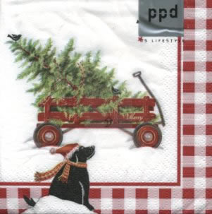 20 Servietten - 25 x 25 cm ,  Tiere - Hunde,  Weihnachten - Weihnachtsbaum,  Winter,  cocktail servietten