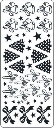 1 Stickers - 10 x 23 cm  - gold, Art - Stickers normal,  Art - Stickers normal,  Farbe - gold,  Jahreszeit - Weihnachten,  Schleifen,  Kerzen,  Glocken,  Tannen,  Sterne