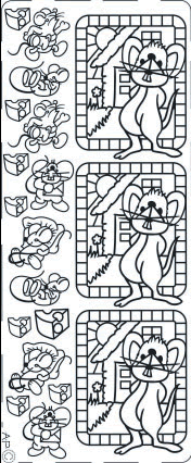 1 Stickers - 10 x 23 cm  - gold, Art - Stickers normal,  Farbe - gold,  Maus