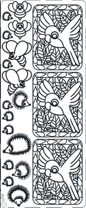 1 Stickers - 10 x 23 cm  - gold, Art - Stickers normal,  Motiv - Tiere,  Farbe - gold,  Jahreszeit - Everyday,  Vögel,  Igel,  Bienen,  Insekten