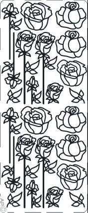 1 Stickers - 10 x 23 cm  - gold, Art - Stickers normal,  Motiv - Blumen,  Farbe - gold,  Jahreszeit - Everyday,  Rosen
