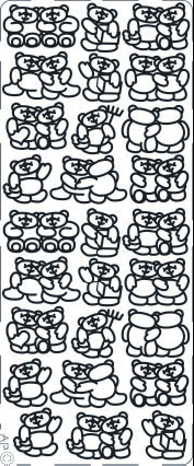 1 Stickers - 10 x 23 cm Teddybears - gold, Art - Stickers normal,  Motiv - Tiere,  Farbe - gold,  Jahreszeit - Everyday,  Bären
