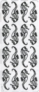 1 Stickers - 10 x 23 cm  - silber,  Motiv - Tiere,  Farbe - silber,  Seepferdchen