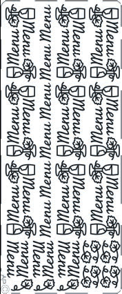 1 Stickers - 10 x 23 cm Menu - silber, Art - Stickers normal,  Farbe - silber,  Weinblätter,  Glas
