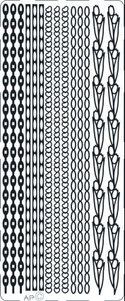 1 Stickers - 10 x 23 cm  - silber, Art - Stickers normal,  Farbe - silber,  Blumen,  Herzen,  Ketten