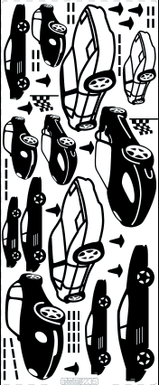 1 Stickers - 10 x 23 cm  - schwarz, Art - Stickers normal,  Motiv - Verkehr,  Farbe - schwarz,  Autos
