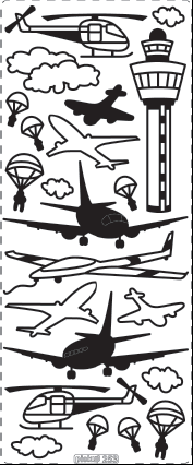 1 Stickers - 10 x 23 cm  - gold,  Motiv - Verkehr,  Farbe - gold,  Flugzeuge,  Hubschrauber,  Fallschirmspringer
