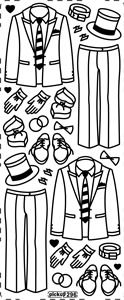 1 Stickers - 10 x 23 cm  - schwarz, Art - Stickers normal,  Farbe - schwarz,  Anzug,  Hut
