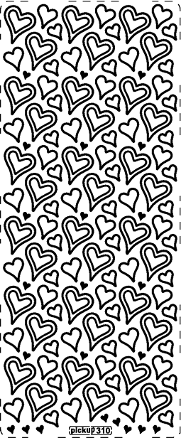 1 Stickers - 10 x 23 cm  - silber, Art - Stickers normal,  Motiv - Liebe,  Farbe - silber,  Herzen
