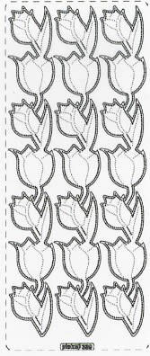 1 Stickers zum sticken - 10 x 23 cm  - silber - transparent, Motiv - Blumen,  Farbe - sonstige,  Art - Stickers zum sticken,  Jahreszeit - Frühjahr,  Silber-Transparent,  Tulpen
