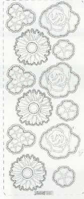1 Stickers - 10 x 23 cm  - silber / glitter,  Motiv - Blumen