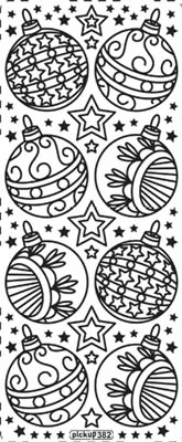 1 Stickers - 10 x 23 cm  - gold,  Farbe - gold,  Art - Stickers normal,  Jahreszeit - Weihnachten,  Sterne,  Kugeln,  Baumschmuck