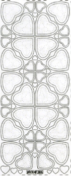 1 Stickers zum sticken - 10 x 23 cm  - silber - transparent, Motiv - Herzen,  Farbe - sonstige,  Art - Stickers zum sticken,  Jahreszeit - Everyday,  Transparent Silber