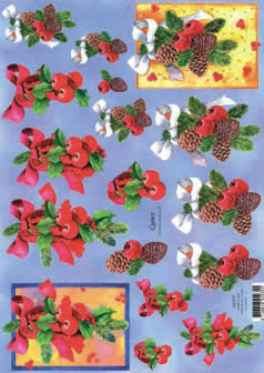3D Bogen  - Format A4, Winter,  Früchte - Zapfen,  Früchte - Äpfel,  3D Bogen