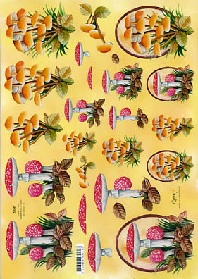 3D Bogen  - Format A4,  Regionen - Wald / Wiesen,  Herbst - Blätter / Laub,  Früchte - Pilze,  Herbst,  3D Bogen,  Fliegenpilz
