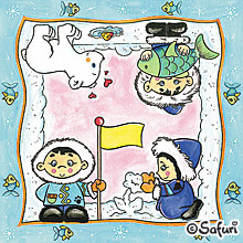 20 Servietten - 33 x 33 cm Eskimos,  Tiere - Fische,  Tiere - Bären,  Winter,  lunchservietten,  Eskimos