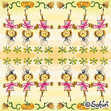 20 Servietten - 33 x 33 cm Drei Vogelscheuchen,  Menschen - Kinder,  Früchte - Kürbisse,  Herbst,  lunchservietten,  Drei Vogelscheuchen