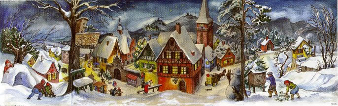 Advent Calaendars 59 x 21 cm - Panoramic - folded,  children,  Winters,  Advent Calendars,  Christmas,  Advent Calaendars