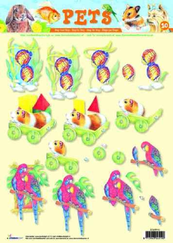 3D Bogen Pets - Format A4, Tiere - Vögel,  Tiere - Fische,  3D Bogen,  Meerschweinchen
