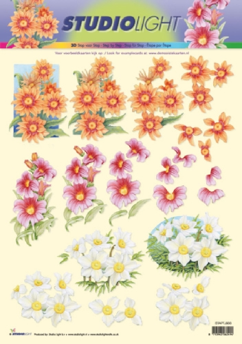 3D Bogen Flowers - Format A4, Blumen - Osterglocken,  Blumen -  Sonstige,  3D Bogen