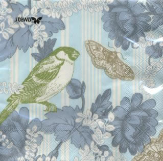 20 Servietten - 33 x 33 cm Mamori FSC,  Tiere - Schmetterlinge,  Tiere - Vögel,  Blumen,  Sommer,  lunchservietten