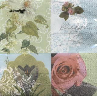 20 Servietten - 33 x 33 cm Elmedina FS,  Blumen - Rosen,  Sommer,  lunchservietten