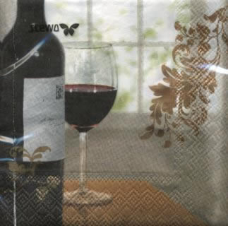 20 Servietten - 25 x 25 cm Tarek FSC,  Getränke - Wein / Sekt,  Sonstiges - Muster,  Getränke -  Sonstige,  Everyday,  cocktail servietten,  Glaswein,  Weinflasche,  Blumenmuster