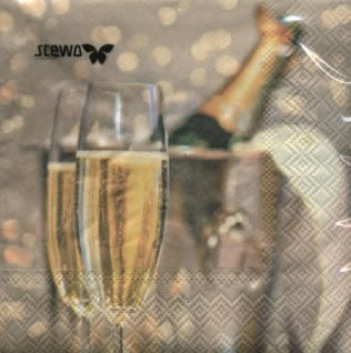 20 Servietten - 25 x 25 cm Soirée,  Ereignisse - Feier,  Getränke - Wein / Sekt,  Ereignisse -  Sonstige,  Everyday,  cocktail servietten,  Sektglas,  Sektflasche