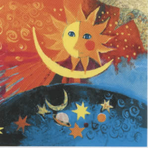 20 Servietten - 33 x 33 cm S4349A. Moonsun,  Sonstiges - Muster,  Sonstiges - Märchen,  Ereignisse -  Sonstige,  Everyday,  lunchservietten,  Sonne,  Mond,  Sterne,  Planeten