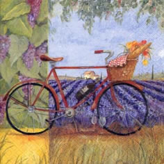 20 Servietten - 33 x 33 cm Reposer Dans Les Provence,  Fahrzeuge - Fahrräder,  Früchte - Weintrauben,  Blumen - Lavendel,  Sommer,  lunchservietten