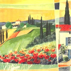 20 Servietten - 33 x 33 cm Sole del Sud,  Regionen - Mediteran,  Blumen - Mohn,  Sommer,  lunchservietten