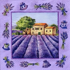 20 Servietten - 33 x 33 cm A Day in Provence lilac,  Regionen - Mediteran,  Blumen - Lavendel,  Sommer,  lunchservietten