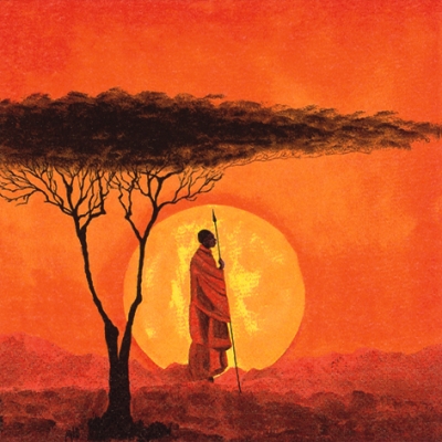 20 Servietten - 33 x 33 cm African Sunset,  Menschen - Personen,  Regionen - Afrika,  Everyday,  lunchservietten,  Massai