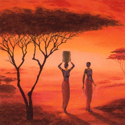 20 Servietten - 33 x 33 cm Preparing a new Day,  Menschen - Personen,  Regionen - Afrika,  Everyday,  lunchservietten,  Massai