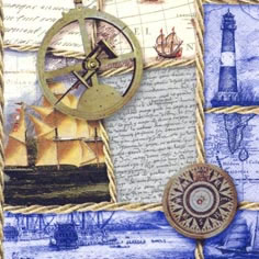 20 Servietten - 33 x 33 cm Captain?s Diary,  Regionen - Strand / Meer - Leuchttürme,  Regionen - Strand / Meer - Schiffe,  Regionen - Strand / Meer,  Sommer,  lunchservietten
