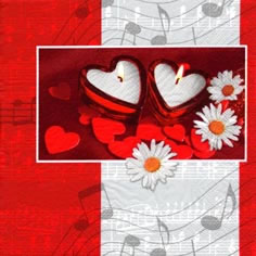 20 Servietten - 33 x 33 cm Music of Love, Sonstiges - Musik,  Weihnachten - Kerzen,  Ereignisse - Liebe,  Blumen - Magariten,  Everyday,  lunchservietten,  Herzen