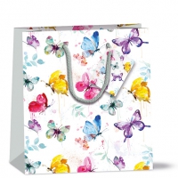 Gift bag 22x13x25 cm - Butterfly Collection White