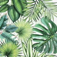 Napkins 25x25 cm - Tropical Leaves White 