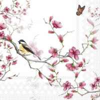 餐巾25x25厘米 - Bird & Blossom White 