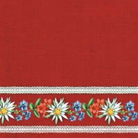 餐巾25x25厘米 - Bavarian Flowers Red 