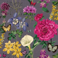 餐巾25x25厘米 - Botanical Florals Grey 